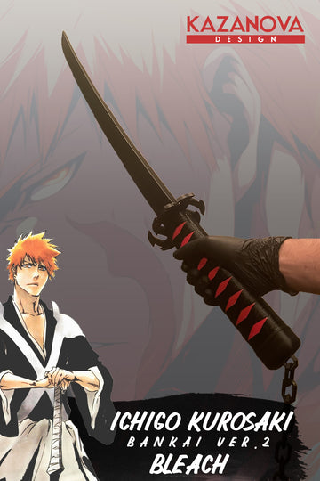 Ichigo Bleach Anime 2. Versiyon Katlanabilir Katana (98 CM) Gerçek Boy