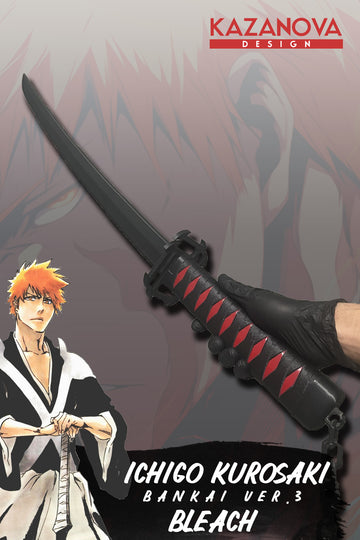 Ichigo Bleach Anime 3. Versiyon Katlanabilir Katana (98 CM) Gerçek Boy