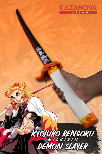 Rengoku Demon Slayer Katlanabilir Katana (98 CM) Detaylı Versiyon