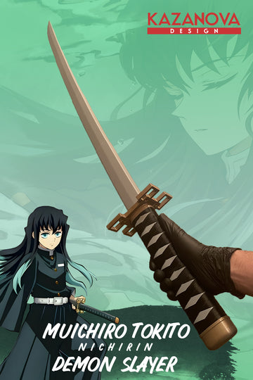 Muichiro Tokito Demonslayer Anime Katlanabilir Katana (98 CM) Gerçek Boy