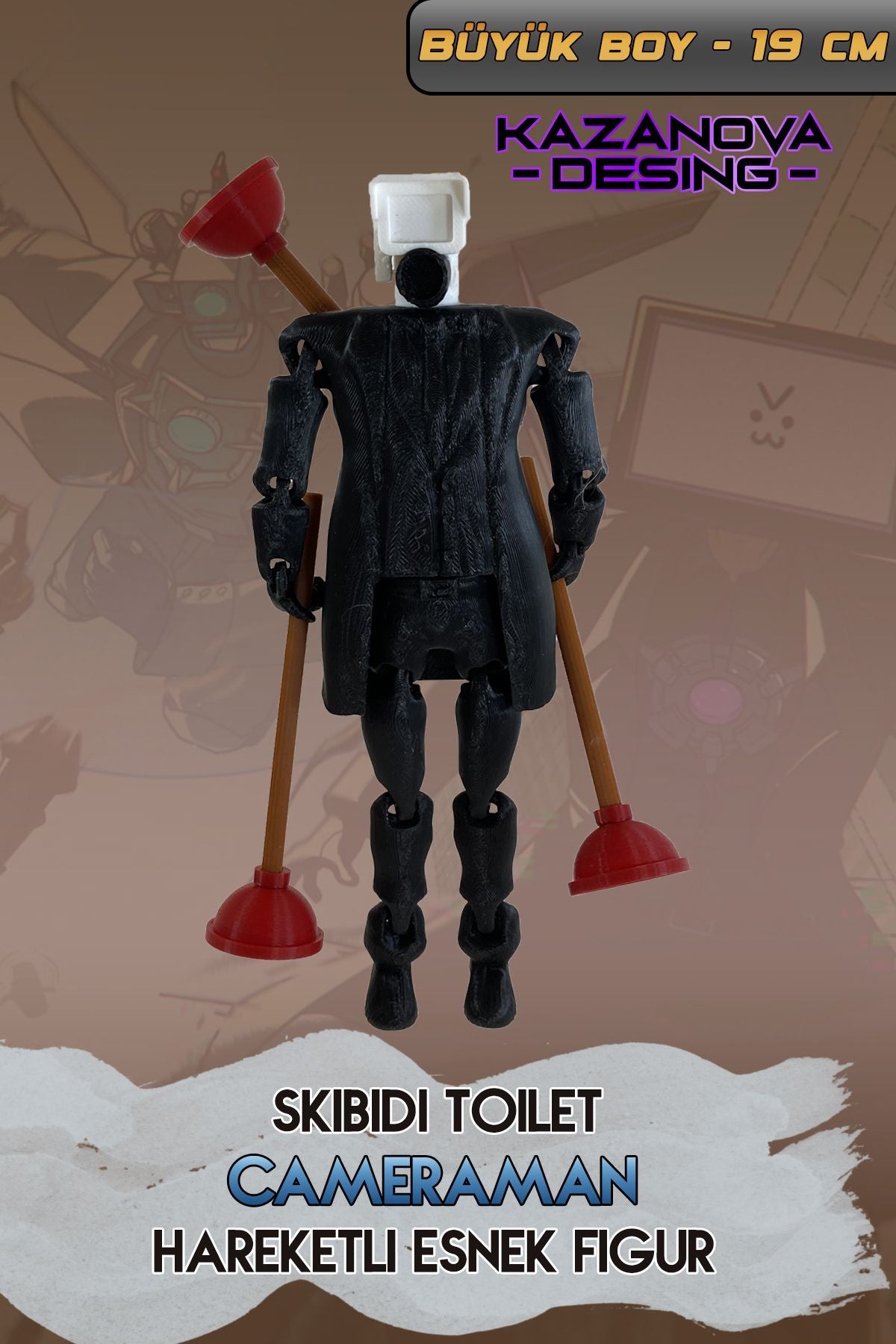 Skibidi Toilet - Cameraman Hareketli Esnek Figür (19 CM)